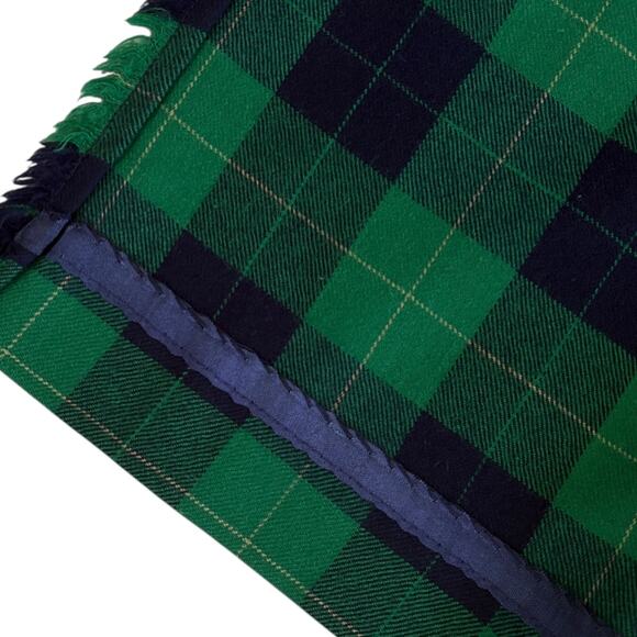 VTG Wool Tartan Kilt Skirt Plaid Wrap Midi Preppy Dark Academia Green Navy 10 - Picture 10 of 10